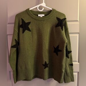 THML Olive Sweater with Black Star Accents